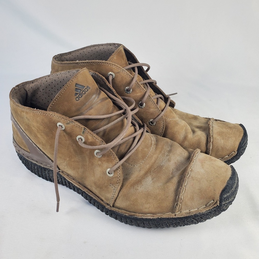 Adidas Anzo Mid Brown Suede Leather Chukka Shoes size US 14 Mens HTF Cabincore